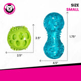 Chase 'n Chomp Squeak and Light Up Ball and Dumbbell Dog Toy, Mental & Physical Stimulation, Small, 2 Pack