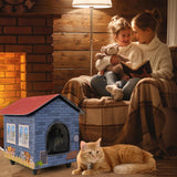 Elevated Base Heated Cat House for Outdoor,Heated Kitty House for Outside in Winter Blue