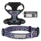 Lucky Love Dog Bundle - Medium No Pull Dog Harness & Adjustable Collar, in Stylish Primrose Pattern, Durable & Comfortable for Pet Dogs, Suitable for Puppies & Adult Dogs