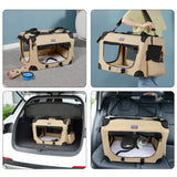 Petprsco Portable Collapsible Dog Crate, Travel Dog Crate 24x17x17 with Soft Warm Blanket and Foldable Bowl for Large Cats & Small Dogs Indoor and Outdoor