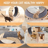 55" Large Cat Wheel for Indoor Cats, 6-in-1 Multifunctional Cat Treadmill with Cat Bed, Scratching Board, Detachable Mat, Climbing Frame & Toys, Ideal for Running, Walking & Daily Training