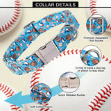 ARING PET Baseball Dog Collar, Cute Spring Summer Blue Heavy Duty Doggy Collars with Metal Buckle for Puppy Small Medium Large Boy Male Dogs-XS