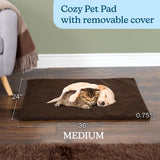 Self Warming Cat Mat - 36x24in Thermal Dog Crate Pad with Removable Washable Sherpa Cover and Reflective Insulation Layer for Self Heating - Pet Supplies for Medium Dogs and Cats by PETMAKER (Brown)