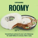 CATTASAURUS Peekaboo Cat Cave for Multiple & Large Cats Up to 30-45 Lbs, Fluffy Cat Beds for Indoor Cats, Scratch Detachable & Washable Tunnel Bed, Comfy Donut Cave (Dark Gray, Large (Calming))