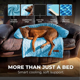 Pelsbarn Cooling Dog Bed - Ice Silk Summer Comfort, Self Cooling, Non-Slip Dog Cover, Durable & Washable, Bed for Extra Large Dogs 36"" x 38"", Support Shelter Dogs with Every Purchase (Blue)