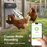 Larkbird Upgraded Automatic Chicken Coop Door Solar Powered, Auto Chicken Door with App Control, Custom Audio Recording, Timer & Light Sensor, Anti-Pinch Design
