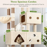 Globlazer Extra Large Cat Tower, 81-inch Tall Cat Tree for Big Cats 20 lbs, XXL Heavy Duty Cat Scratching Tower for Indoor Adult Cats with 3 Cat Condos, 8 Scratching Posts, F81, Beige