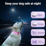 Aiminto USB Rechargeable LED Dog Collar, Waterproof, Adjustable, Glowing, for Extra Small Dogs, Night Walking, Camping, Jogging, Pink, XS (Neck 9-13", Width 5/8")