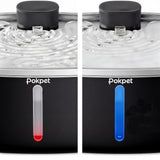 Pokpet Dog Water Fountain Indoor Homes Stainless Steel 10L/2.64GAL Plug in Plastic Reservoir Stainless Steel Water Bowl Filtered Multi-Pet Quiet Large Black Plug-in &1Filter