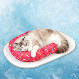 Supet Cat Cooling Mat with Soft U-Shaped Pillow - Breathable Ice Silk Cooling Pad for Cats and Small Dogs - Portable Washable Summer Pet Bed for Indoor, Crates or Travel Use,Pink