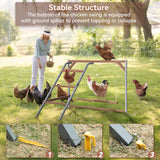 PETSFIT Chicken Perch, Solid Wood & Rustproof Iron Roosting Bar with Swing