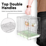 YOOSO WING Bird Carrier Travel Cage - 304 Stainless Steel Portable Folding Bird Travel Cage with Parrot Feeder Cups & Standing Perch for Smaller Birds Conures Lovebird Cockatiel Parakeets (Green)