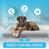 Big Paws Cooling Orthopedic Dog Bed for XL & Senior Dogs + Enclosed Support, High-Density Memory Foam, Waterproof Liners, Washable Cover, Light Gray, XL