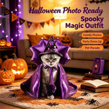 huraty Cat Halloween Costume Wizard Cloak and Hat Pet Cosplay Outfit