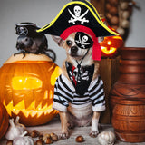 Velmitten 6 Pieces Dog Pirate Halloween Costumes Include Skull Print Hat Pirate Skull Bandana and Eye Patch Set Halloween Cosplay Party for Pet Hat Dress up Costume Accessories