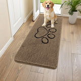 Smiry Dog Door Mat for Muddy Paws, Absorbent Dirt Trapper Non Slip Quick Dry Washable Chenille Mat for Mud Dogs, Entry Rug for Indoor and Outdoor (47x24 Inches, Camel and Black)