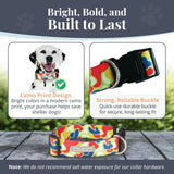 Lucky Love Dog Wide Dog Collar - Adjustable, Durable, Soft Webbing, & Comfortable 1.5 inch Wide Collar for Dogs Male and Female with Strong Buckle - Oscar, Medium