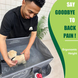 Amlmpet Elevated Dog Bathtub, Portable Dog Washing Station for Home with Towel Bar & Storage, Folding Pet Bath Tub for Small & Medium Dogs