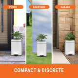 Sliq Small Dog Poop Trash Can Outside, 1.3 Gal Plant Trash Can with Lid Metal Dog Waste Bin, Poop Bucket Outdoor with Lid, Pet Waste Bin, Poo Waterproof Container Backyard Odor Control, 30 Bags