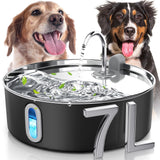 Smartoo Dog Water Fountain for Large Dogs 7L/236oz Stainless Steel Dog Water Bowl Dispenser Automatic Pet Water Fountain, Multi-Filtration Pet Fountain with Ultra-Quiet Pump (Black)