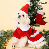 Dog Christmas Dress – Red Velvet Santa Claus Outfit with Christmas Hat for Small Dogs & Cats (5-22 lbs), Perfect Holiday Costume for Pets