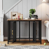 GarveeLife 48 in Large Dog Crate Furniture with Top Access Door, Heavy Duty Dog Crate Wooden Indoor Decorate Pet Cage, Indestructible Pet Dog Cage for Medium to Large Dogs