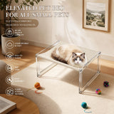 UGLKTL Acrylic Cat Hammock Bed, Elevated Cat Bed with Breathable Woven Mat, Sturdy Clear Cat Perch for Indoor Cats, Kittens, Small Dogs, Space-Saving Cat Furniture for Home Decor