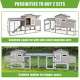 PetsCosset 136" Chicken Coop with Wheels, Backyard Wooden Hen House Outdoor for 1-6 Chickens, 2 Story Poultry Cage Chicken Coop and Run, Nesting Box, Pull Out Trays, Set of Two, (Grey)