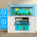 kepptory 55-75 Gallon Fish Tank Stand with Diamond Doors & Power Outlet, Heavy Duty Aquarium Stand with Cabinet Storage for Fish Tank, Turtle Tank, Reptile Terrarium (White)