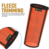 Fly Boots for Horses Set of 4,Extra Tough Mesh Horse Fly Boots with 2 Built-in Metal Supports,Breathable Fly Leggings for Horses with Fleece Trimming and Reflective Webbing (Orange, Medium)
