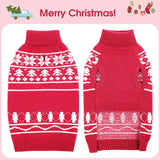 SAWMONG Dog Christmas Sweater, Cable Knit Christmas Pet Sweater, Snowflake Pattern Thick Warm Winter Dog Sweaters, Pet Sweaters for Small Medium Large Dogs(Red, L)