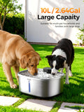Pokpet Dog Cat Water Fountain Wireless Stainless Steel Water Fountain for Small Large Dogs, Fresh Flow 10L Dispenser, Doggy Spout Water Bowl,Wider Drinking Area, LED Window, Ultra-Quiet - 1 Filter