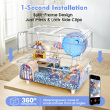 Ecleng 10 in 1 Acrylic Hamster Cage with Complete Ocean Style Accessories,23.2" Double-Level Panoramic Habitat,Easy to Assemble & Clean,Complete Starter Kit for Syrian Hamsters & Mice
