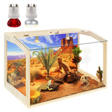 PROLEE Bearded Dragon Tank, Up to 81Gallon Reptile Enclosure, Tempered Glass Lizard Tank, Bearded Dragon Enclosure with Built-in Lamp Fixture for Chameleon (Skylight Roof, 30Gallons,24x15.5x15.5 Inch)