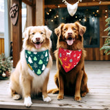 Raisingwell Christmas Dog Bandanas 2 Pack, 4 Pattern Reversible Holiday Bandana for Boy and Girl, Dog Scarf for Medium and Large Breed Dogs | Chritmas Gift | Reindeer | Santa Claus | Tree |