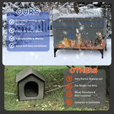 Heated Outdoor Cat House for Winter, 100% Waterproof XXL Shelter (29"x17"x21") with Escape Door & Heating Pad, Insulated for Feral Cats & Small Dogs