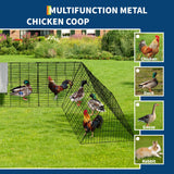 BouPower Large Metal Chicken Coop, Chicken Tunnels for Outside, Portable Chickens Run with Waterproof and Anti-UV Cover, Cage Rabbit Duck Hen House for Yard Farm Use