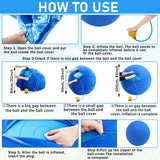 Suilung 2 Set Giant 40" Herding Ball with Cover Anti Burst, Waterproof Durable Large Horse Toy, Please Watch VCR for Inflating Horse Toys for Equine Pasture Stall Outdoor, Pump Included (Blue, Red)