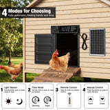 Automatic Chicken Coop Door, Large Size Solar Powered Coop Door with Opening in Emergency, Anti-Pinch, Timer & Light Sensor, Aluminum Waterproof Auto Chicken Door, with 7W Solar Panel