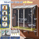 PetsCosset Cat Window Box Wooden Window Catio for Indoor Cats, Cat Enclosure with 4 Platforms & 3 Doors, Wall-Mounted Perch for Sunbathing, Play & Tunnel Connection, All-Weather Use, Keeps Insects Out