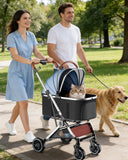 GTPLAYER Pet Stroller for Small Dogs & Cats, 3-in-1 Foldable Pet Stroller with Detachable Carrier, 360° Swivel Front Wheels & Rear Brakes, Up to 45 lbs, Light Blue