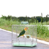YOOSO WING Bird Carrier Travel Cage - 304 Stainless Steel Portable Folding Bird Travel Cage with Parrot Feeder Cups & Standing Perch for Smaller Birds Conures Lovebird Cockatiel Parakeets (Green)