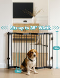 No Pawblems Retractable Safty Gate, Metal Adjustable Dog Gate for Doorways, Stairs & Hallways, Expands to 38" Wide, Auto Retract Design, No Bottom Bar, Black