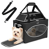 Lekereise Top-Expandable Pet Carrier 17x11x9.5 Inch Alaska Hawaiian Airline Approved Underseat to 12lbs Stable Car Travel Carriers for Small Dogs Cats with Locking Safety Zippers Anti-Scratch Mesh