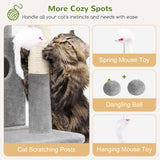 Globlazer Cat Tree Tower for Indoor Cats, 50-inch Adult Cat Tree House for Large Adult Cats with Steps, Scratching Post, 2 Cat Caves, Dangling Toys, FC50, Light Grey