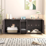 GAOMON Litter Box Enclosure with Double Room,Cat Hidden Litter Box Enclosure Furniture for 2 Cats with Double Room, 55”L x 17.7”W x 22.5”H Cat House,Wooden Enclosed Cat Litter Box Furniture,Walnut