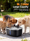 Pokpet Dog Cat Water Fountain Doggy Spout Water Bowl, Stainless Steel, Large Dog, Fresh Flow, 10L Pet Dispenser with Deeper Wider Drinking Area, LED Window, Multi-Filtration - Wireless 1Filter