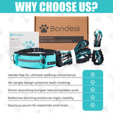 Waist Leash for Double Dog Walking 2 Small, Medium and Large Dogs; Shock-Absorbing, No Pull, No Tangle, Heavy Duty, Hands-Free Double Bungee 2 Dog Leash; Hiking, Walking, Running Gear with Accessories