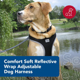 Coastal Pet Comfort Soft Reflective Wrap Adjustable Dog Harness - No-Pull Dog Harness for Small & Large Dogs - Black - 1" x 28"–36"