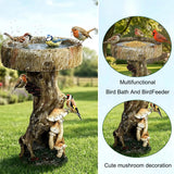 Hamiedun Bird Baths for Outdoor - 24.8" Tall Pedestal Resin fiber, Woodland Tree Trunk Decoration Yard Statue，Pedestal Birdbaths for Outdoors, Garden, Patio, Lawn, Backyard (24.8''H)